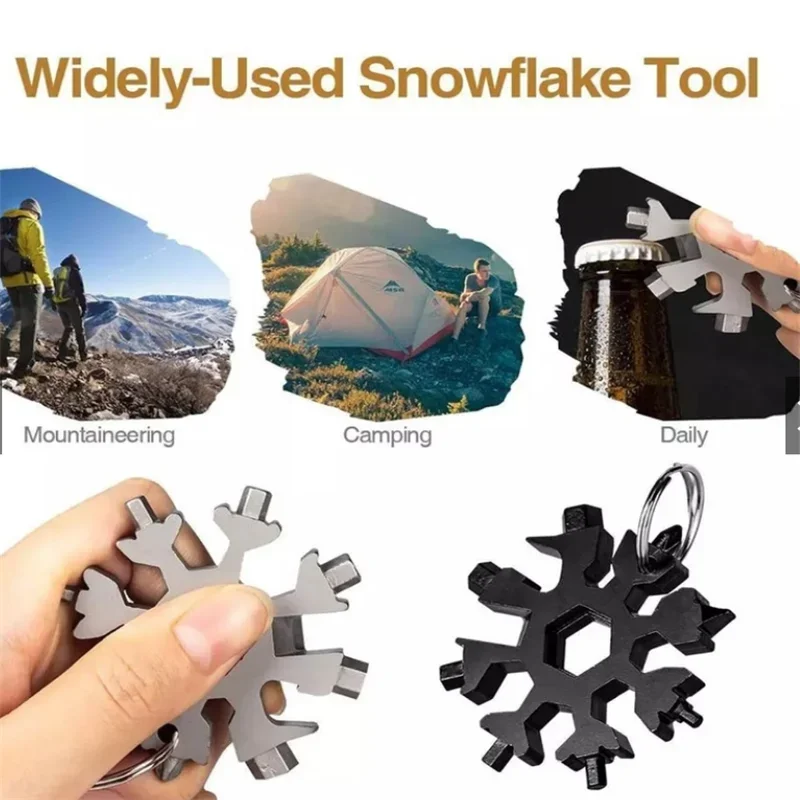 Universal Portable 18-in-1 EDC Snowflake Torque Wrench Multi-tool Stainless Steel Tools Set Multifunction Hand Tools Manual Tool