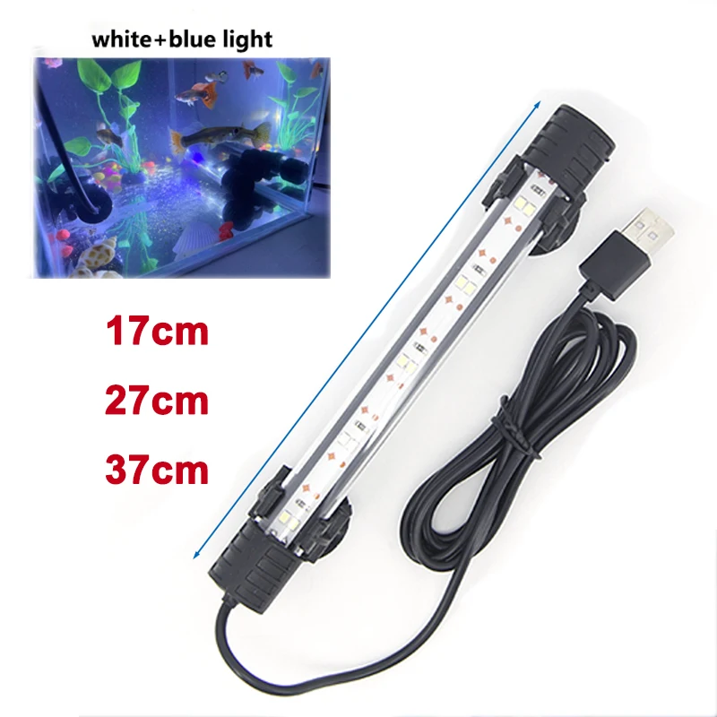 17cm 27cm 37cm USB 5v Submersible blue white LED Aquarium Light Fish plant grow light underwater for Tank Lighting Bar lamp k