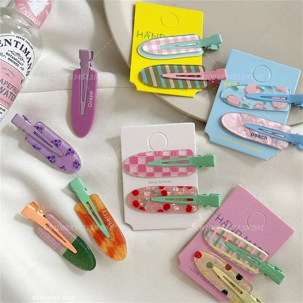 Seamless Candy Color Hairpin Fruit Hair Bang Clip Summer Hairpin No Crease Acrylic Barrette Hair Side Clamp Hair Accessories