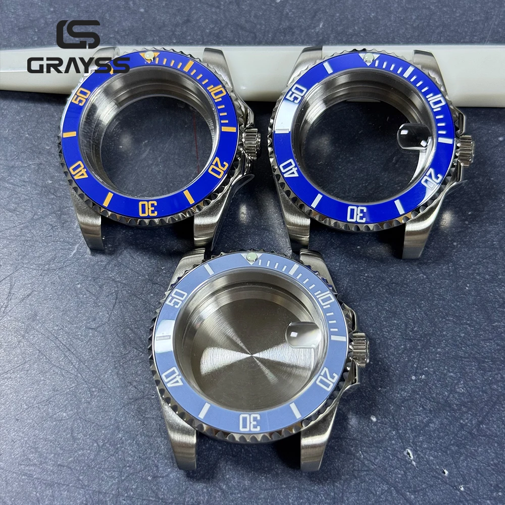 

For SUB mod 40mm blue Bezel Diver Waterproof Watch Case NH34 NH35 NH36 Movement Sapphire Glass 20atm Stainless steel bracelet