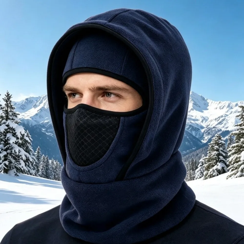 Casual Fleece Lining Winter Balaclava Hat Windproof Thermal Insulation Face Neck Warmer Coldproof Breathable Winter Outdoor Cap