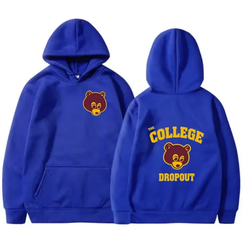 

Men's and women's hooded sportswear, hip-hop style men's sportswear, rap, retro, printed by Kanye West University