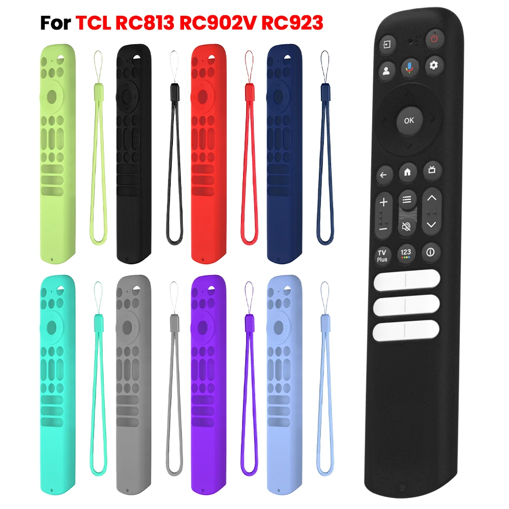 Silicone Cover with Lanyard Protective Cover Shell Anti Slip Television Remote Cover for TCL RC813 RC902V RC923 Remote Control