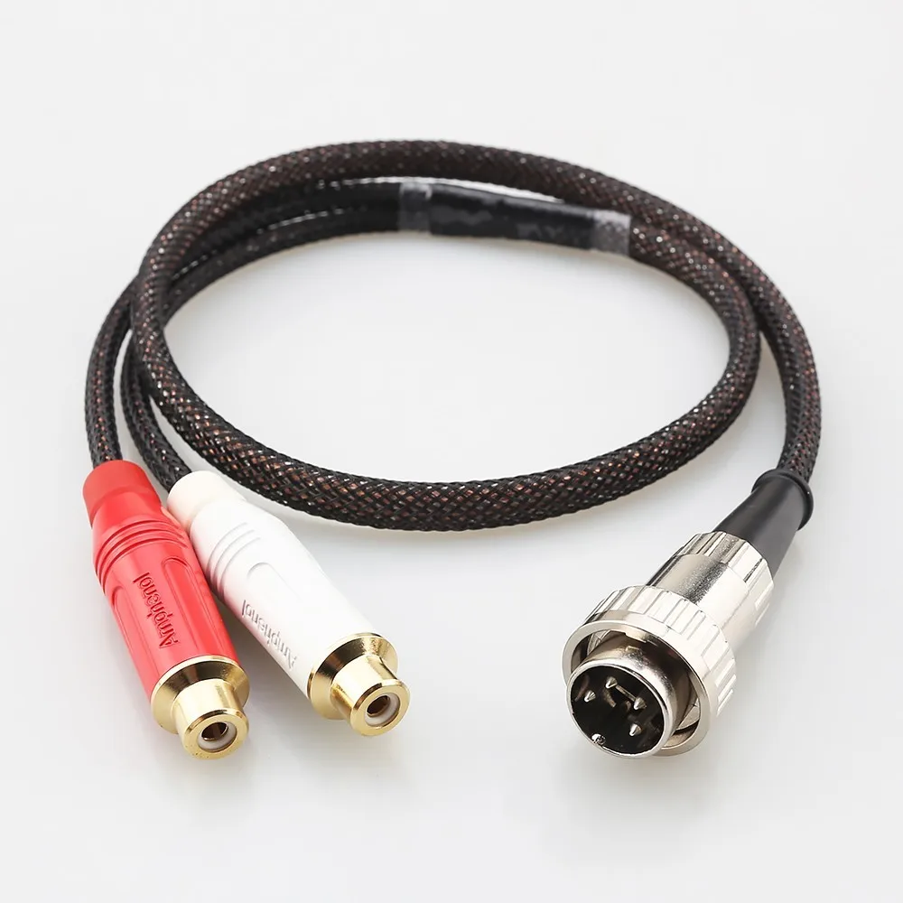 Audiophile OFC Copper 4Pin Din Twist Lock to Dual RCA Female Phono Socket Stereo Interconnect Cable for Naim Audio System