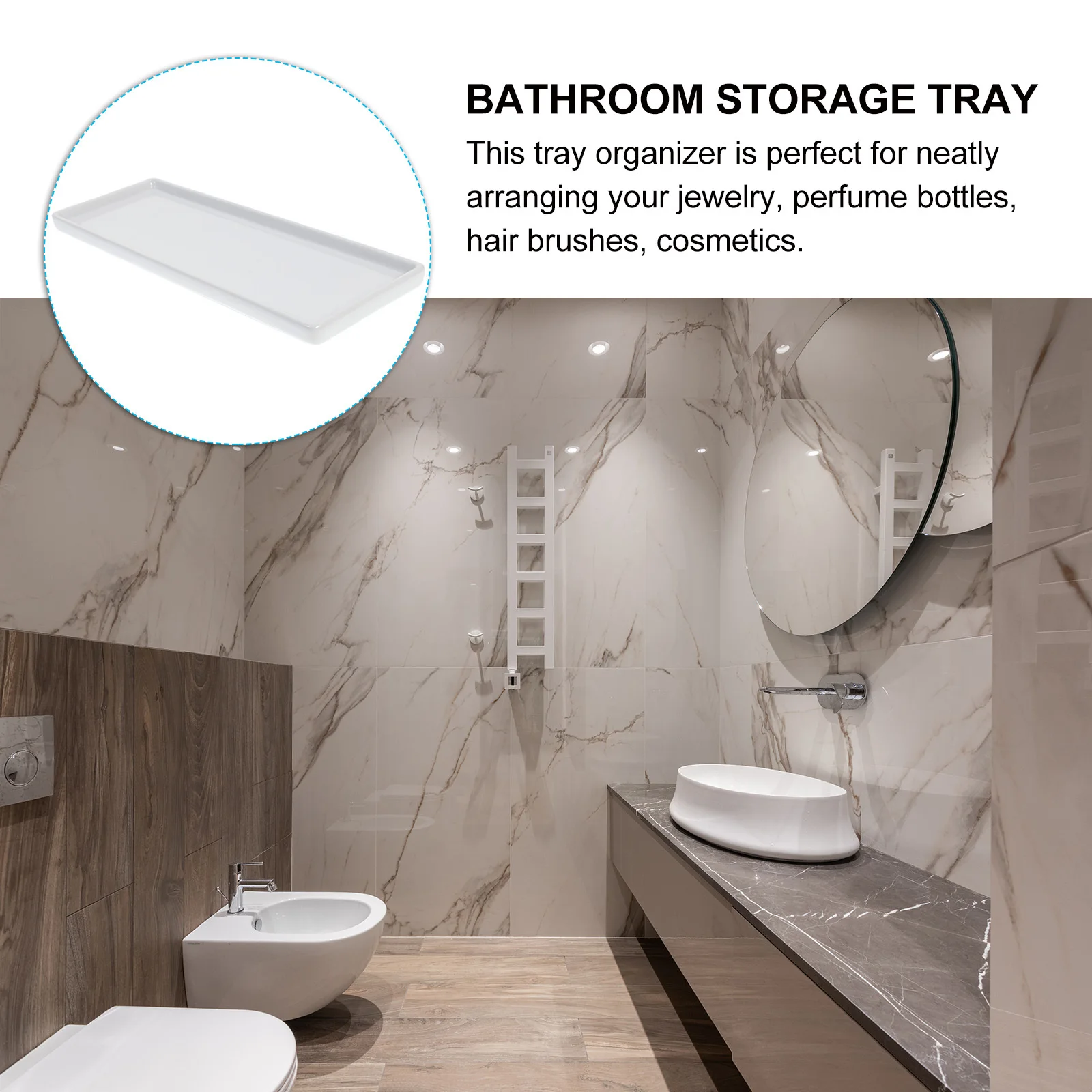 

1Pcs Ceramic Rectangular Jewelry Dish Large Porcelain Tray White Bathroom Storage Organizer for Home Hotel Bar Perfume Cosmetics