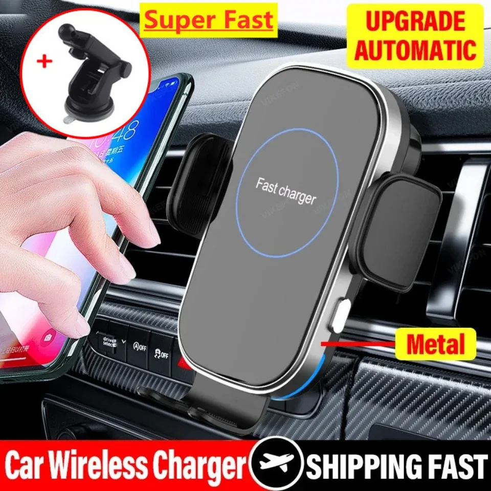 

Auto Clamping Car Wireless Charger Infrared Fast Charging Stand Car Phone Holder Mount for iPhone 16 15 14 13 Samsung S25 Xiaomi