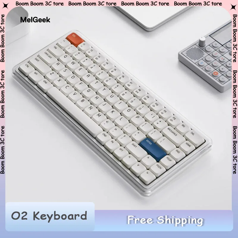 

MelGeek O2 Mechanical Low Profile Keyboard Wired Wireless Tri Mode Portable for Apple Notebook Computer Mac Office Keyboard
