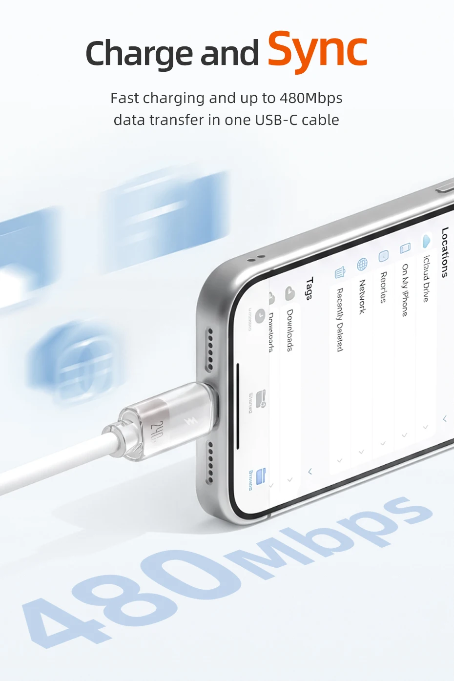 CABLETIME 240W USB-C-Kabel, Typ-C-Kabel, PD 3.1 Schnellladekabel für Xiaomi, Samsung, Laptop, MacBook Pro, iPhone 17/16 – Detail 6