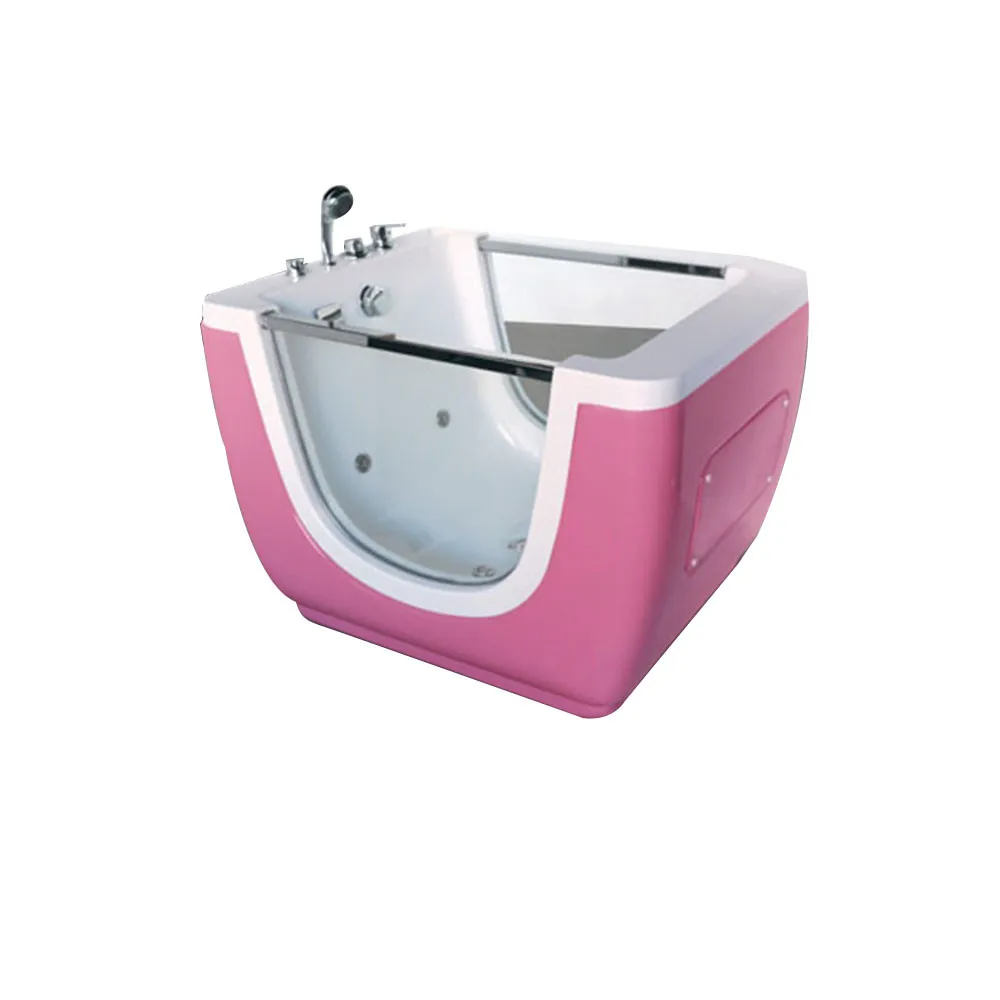 

Modern Portable Square/Boat Shaped Folding Acrylic Pink Baby Bath Freestanding Installation Drainer Massage Whirlpool Bathtub