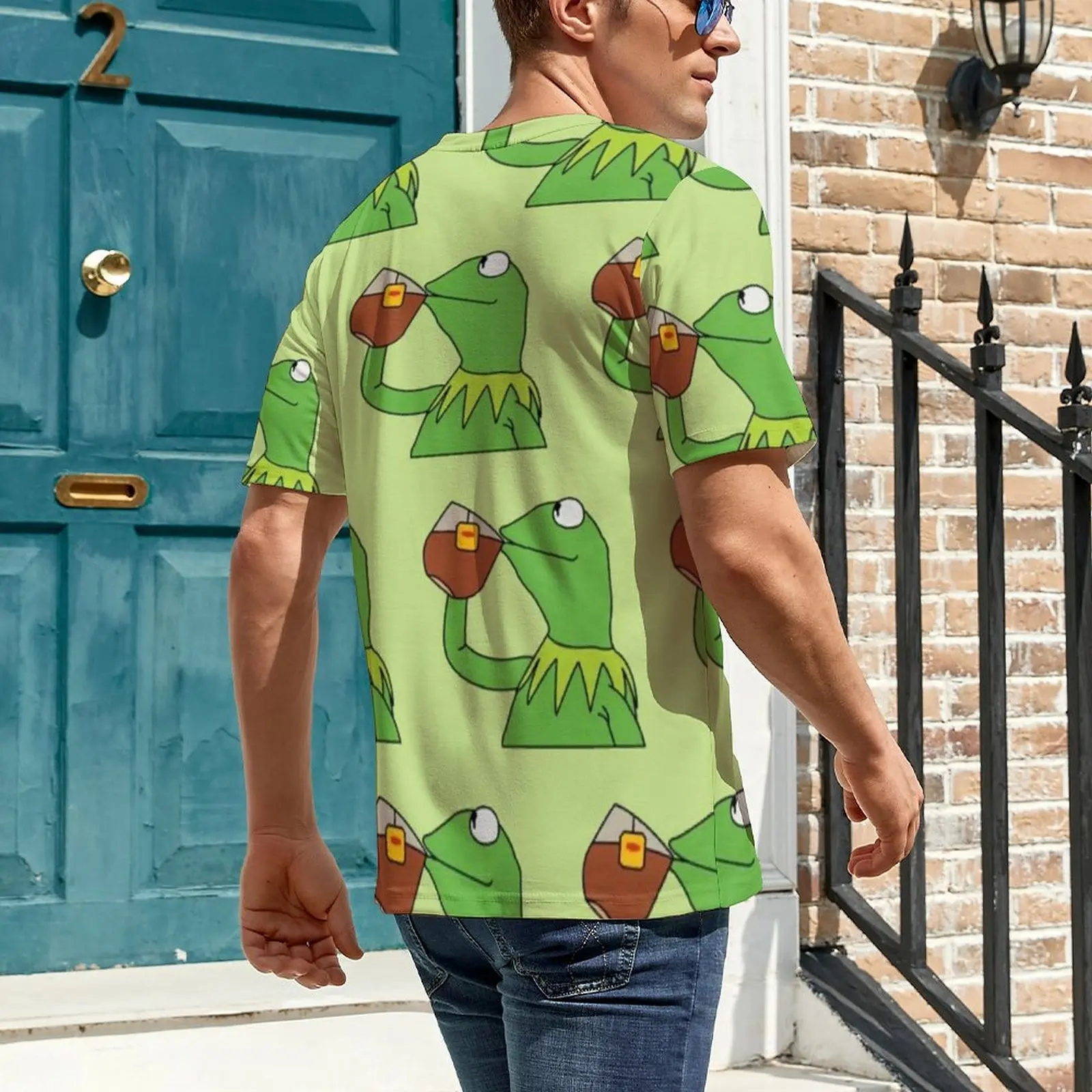 Summer T-Shirt Frog Meme T-Shirts Tea Has Been Served Streetwear Trendy Tee Shirt For Man Short-Sleeve Graphic Plus Size Clothes