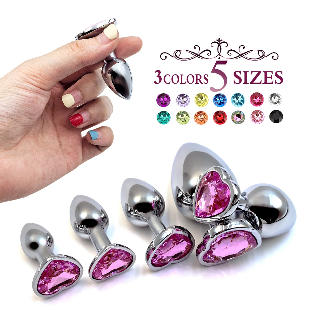 المكونات المعدنية الشرج القلب كريستال المبتدئين للخبير 5 حجم بعقب المكونات الكبار لعبة الذيل الإناث/الذكور قضبان اصطناعية الجنس لعب الأزواج الكبار لعبة