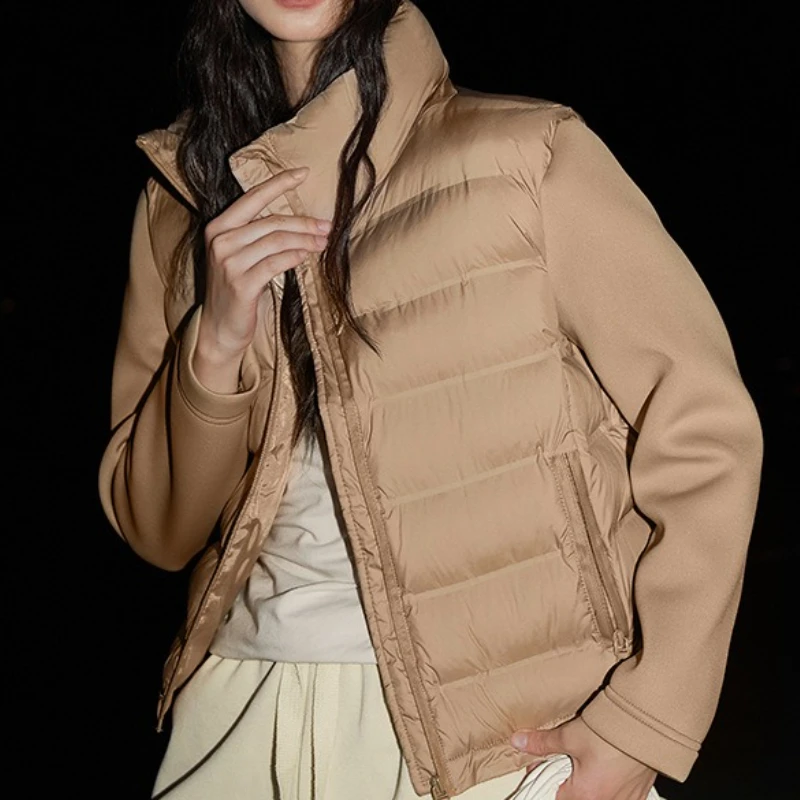 

Fashionable and Elegant Cotton-padded Jacket 2025 Autumn and Winter Leisure Sleeve Stitching Solid Color Women's Coat