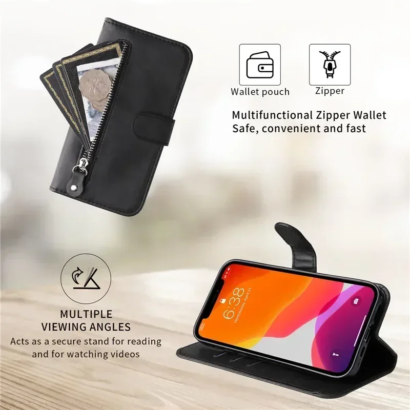 Honor Magic 6 7 Pro 5G Luxus Fall Für Huawei Honor Magic 6 Lite Zipper Leder Brieftasche Buch Funda honor Magic5 Pro 4 Lite Abdeckung