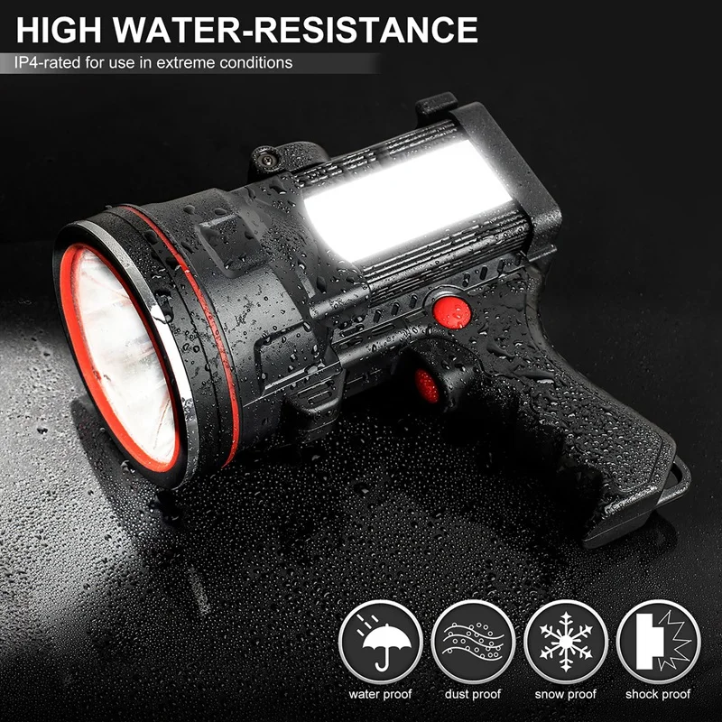 Spotlight With Energy Saving, LED Flashlight, IP68 Waterproof Camping Flashlight For Outdoor Emergency Searchlight Durable