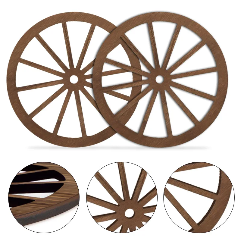 12Pcs Wagon Wheel Decor legno Western Cowboy Party Decorations Vintage Rustic Wagon Wheel Wood Cartwheel Decor per Bar Garage