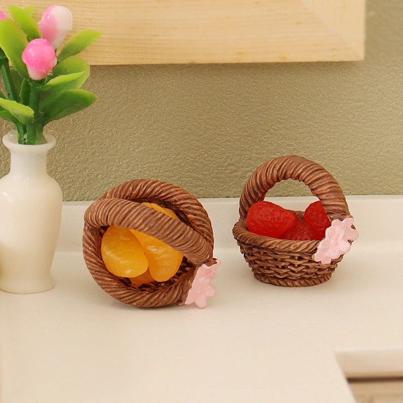 1:12 Dollhouse Miniature Fruit Basket Strawberry Blueberry Orange