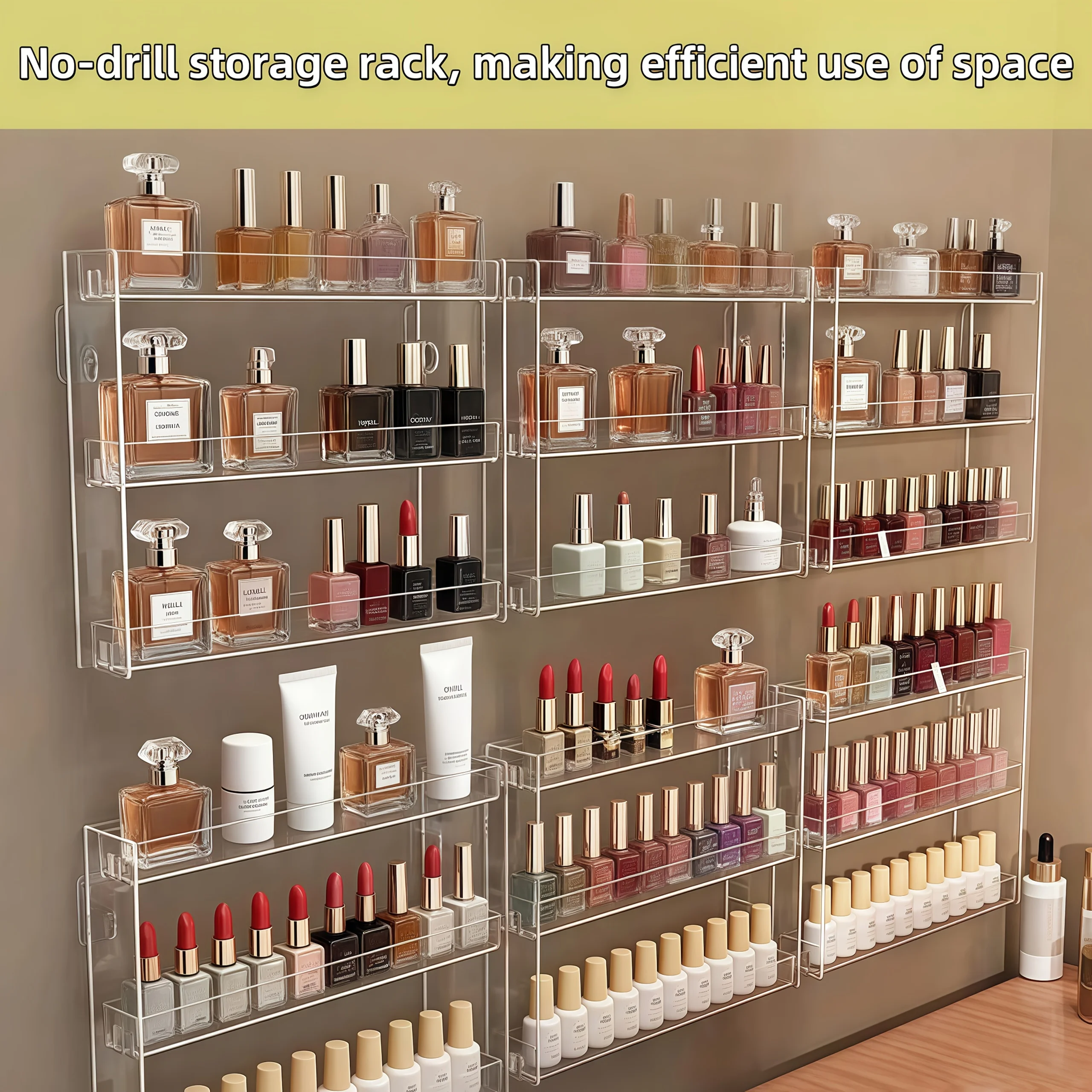 1 No-drill Floating Shelf—perfect As A Kitchen Spice Rack or Bathroom Cosmetics Display—ideal for Storing Medicines, Essential