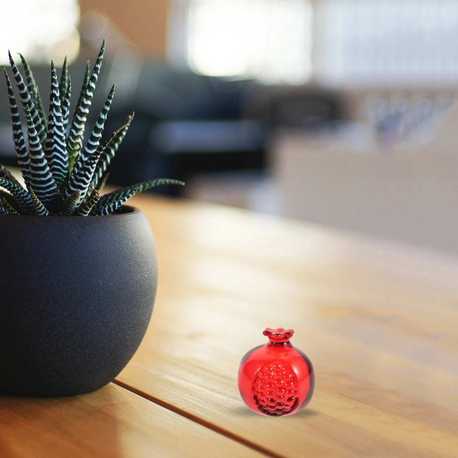 

Mini Realistic Glass Pomegranate Ornament Artificial Pomegranate Decor Elegant Desktop Glass Adornment for Home Living Room