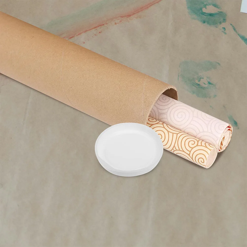 

50pcs Plastic Caps for Cardboard Tubes Mailing Accessories White Kraft Mailing Tube Covers Round Stoppers Shipping Plugs