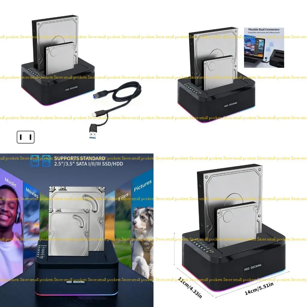 

R1WD Корпус для жесткого диска с двойным отсеком для док-станции 2,5/3,5 дюйма со светодиодной подсветкой