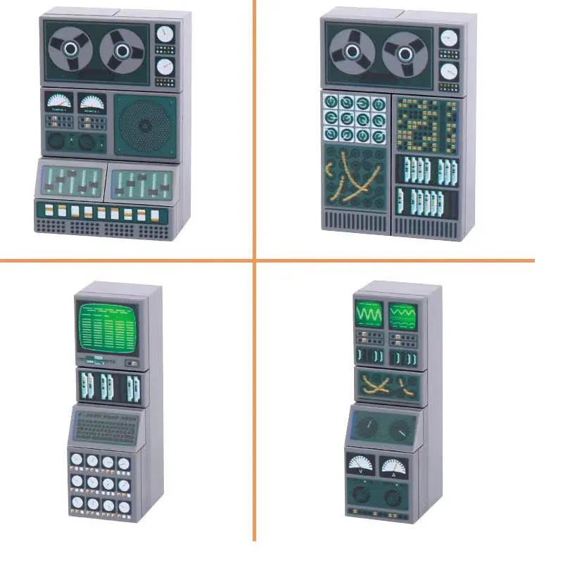 Stadt Druck Figuren Zubehör Bausteine Computer Control Center Audio Radar Tastatur Handy Modell Mini Ziegel Spielzeug