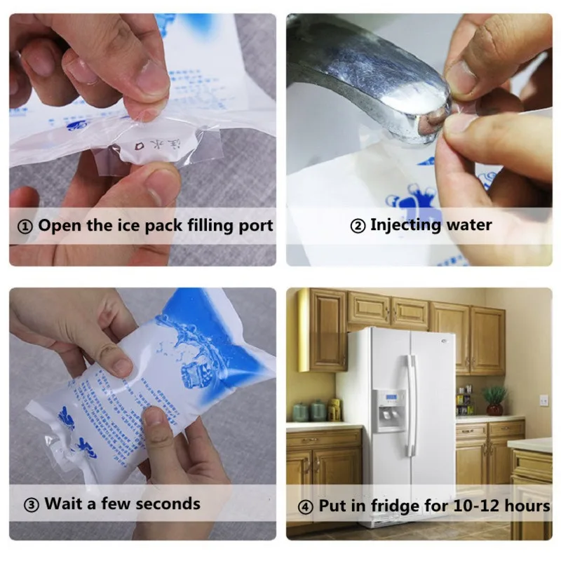 10Pcs Reusable Ice Bag Water Injection Icing Cooler Bag Keep Fresh Gel Dry Ice Pack Picnic Bag First Aid Pain Relief Ice Pack