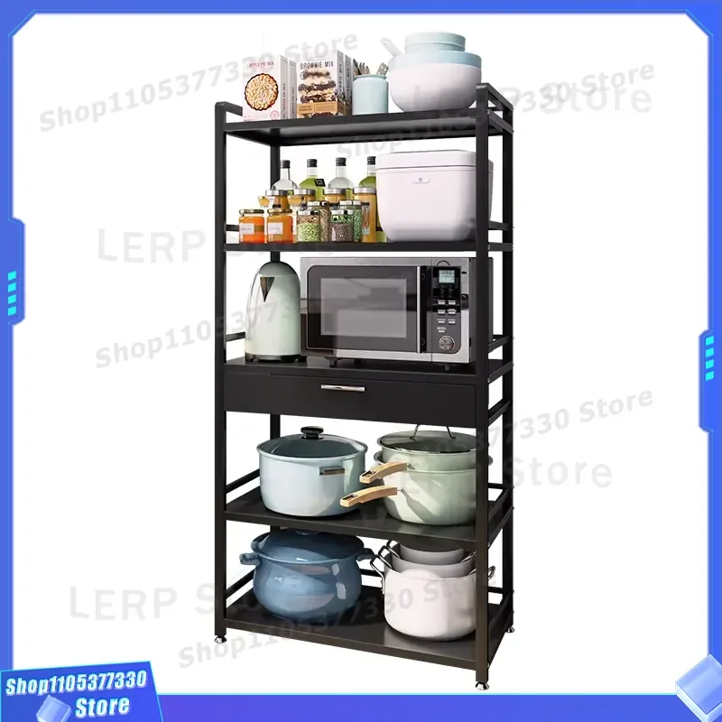 Metal Floor to Ceiling Kitchen Storage Rack Dual Function Space Saving Organizer Practical Multifunctional Finishing Shelf