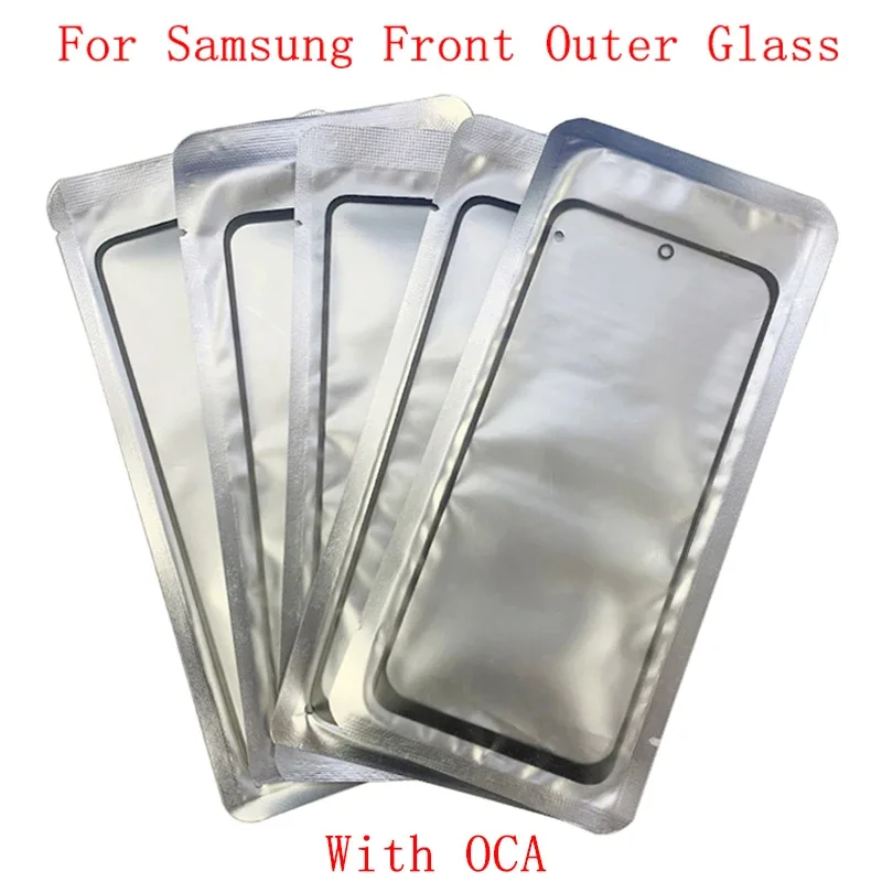 5Pcs Front Outer Glass Lens Touch Panel Cover For Samsung Note 20 A9S A750 A530 A730 J8 A60 A80 F62 F41 S10E Glass Lens with OCA