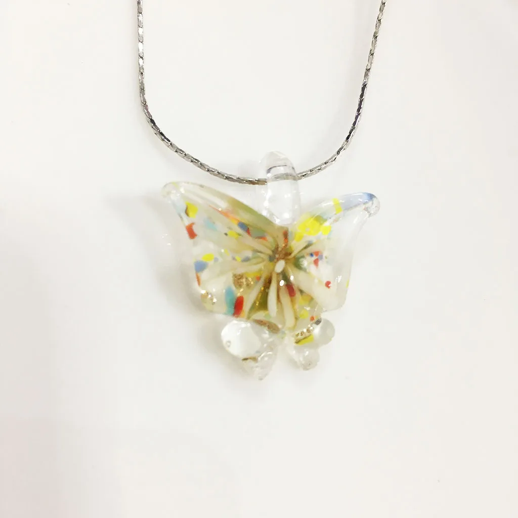 1pcs Handmade Murano Lampwork Glass Blue Red Butterfly Pendant Fit Necklace SummerHot Thanksgiving Party Jewelry Gift