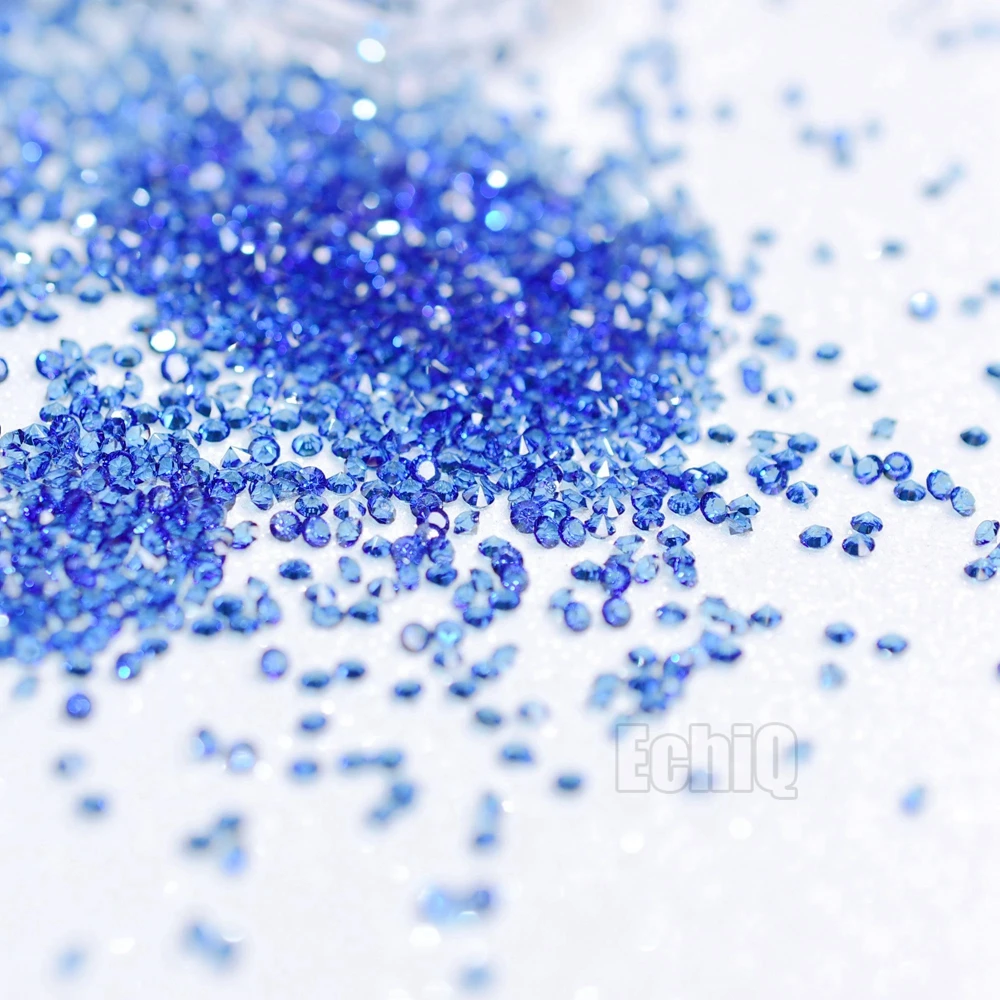 1440 stks 2mm Nagels DIY Diamant Blauw Kristal Steentjes Helder Kleine Glanzende Nail art Strass Kralen Punt Terug D8146