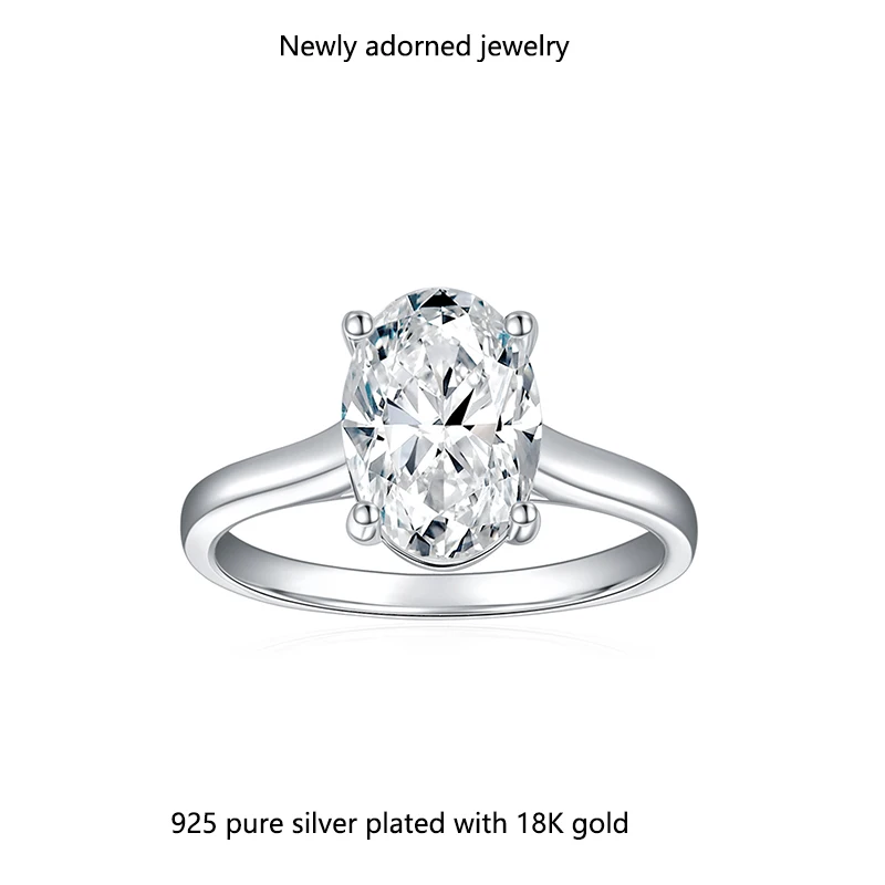 

European and American Amazon cross-border factory wholesale S925 sterling silver ring closed goose egg 2.1CT moissanite ring wit