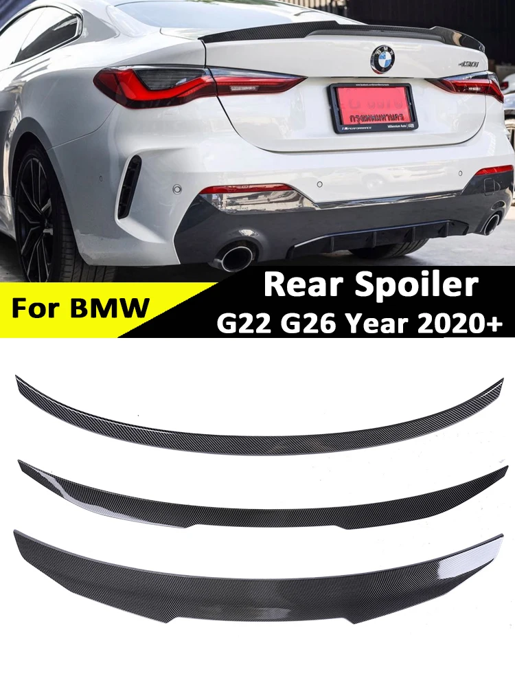 M4 PSM Style Carbon Fiber Rear Bumper Lip Trunk Spoiler Wing For BMW 4 Series G22 G26 2020+ Gloss Black M430i M440i Accessorie