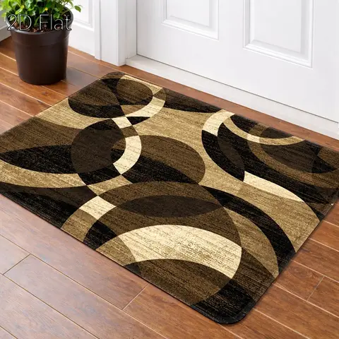 Modern Minimalist Geometric Circle Rug Living Room Bedroom Kitchen Entryway Machine Washable Floor Mat Neutral Tones Durable Indoor Outdoor Use Front Door Dog Mat 2D Flat Decorative Area Rug Home Decor Non Slip Absorbent Entryway Rug Soft Floor Mat Use
