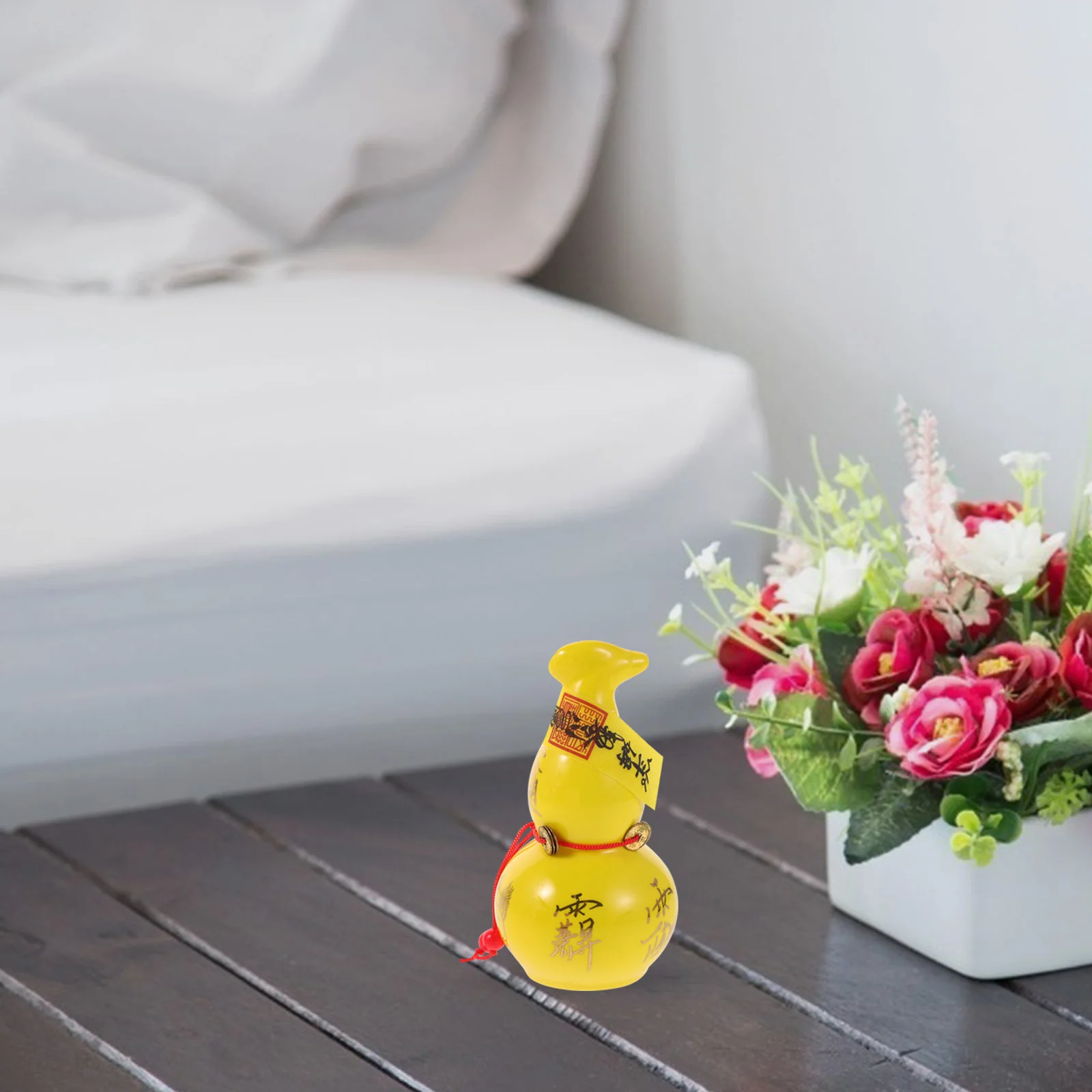 

Chinese Gourd Feng Shui Decor Five Emperor Money Lucky Ceramic Wu Lou Ornament Home Office Desktop Decoration Positive Energy