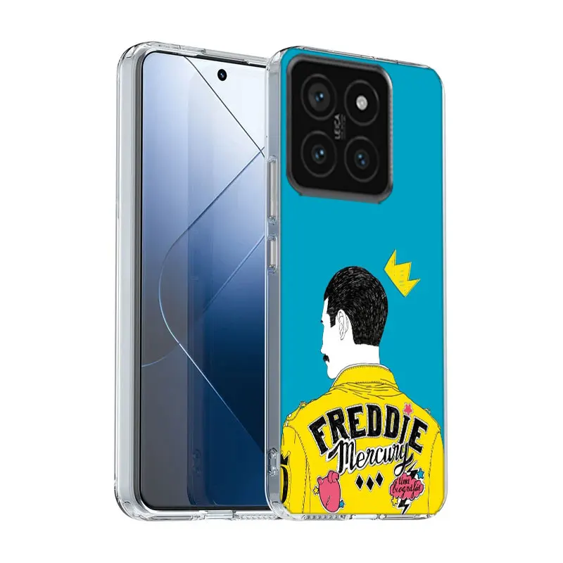 Rock Funky Freddie Mercury Queen Clear Phone Case For Xiaomi Mi 13 12 12T 11 11T 10 10T Pro 11i 9 9T 8 Lite CC9E A3 A2 TPU Patte