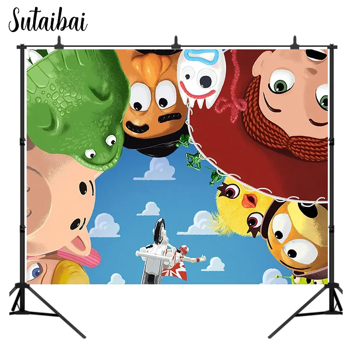 Disney Toy Story Photography Backdrop Kids Boys Birthday Party Photo Blue Sky Background Photography Studio Banner Props