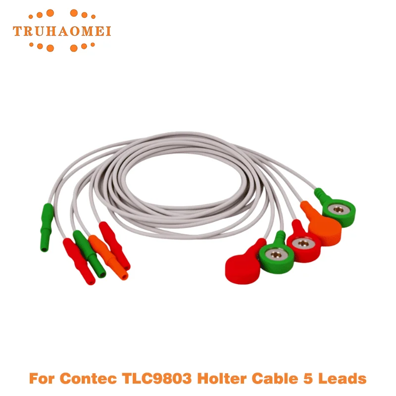 

Холтер-провода для CONTEC TLC9803, кабель Холстера, 5 выводов, 24-часовой динамический Холтер-рекордер, 3-канальный монитор ЭКГ, проводки ЭКГ