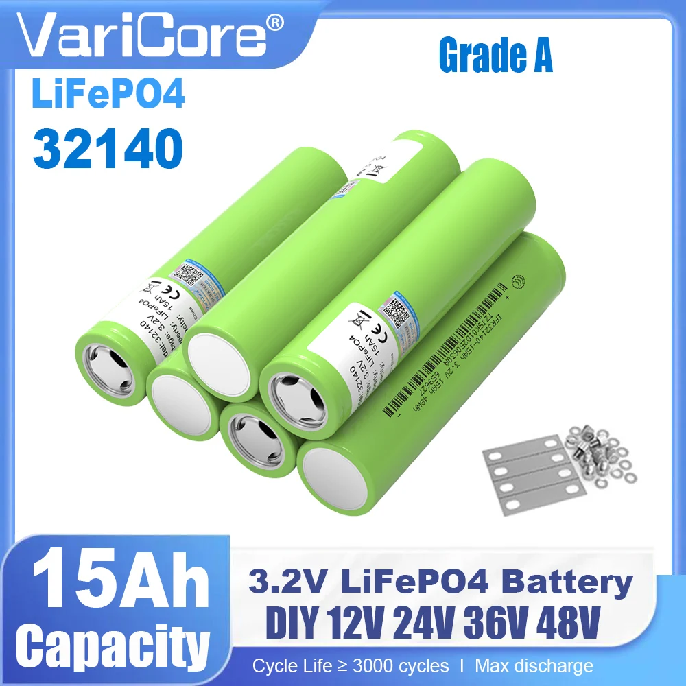 1-6pcs VariCore 3.2V 15Ah LiFePO4 Battery C33 Lithium Phosphate for 4s 12V Motorcycle Car motor Modification Inverter batteries