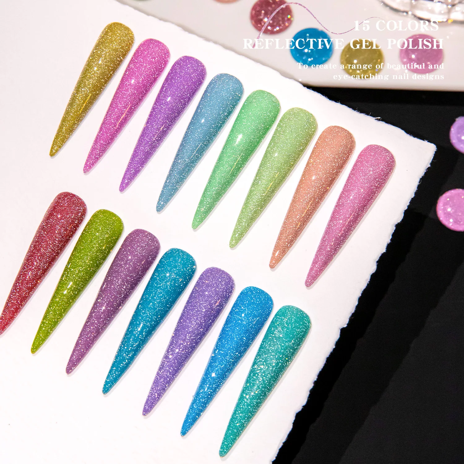 Vendeeni 15 colori fluorescente glitter diamante spezzato smalto gel lucido Soak Off UV LED gel vernici decorazione unghie artistiche