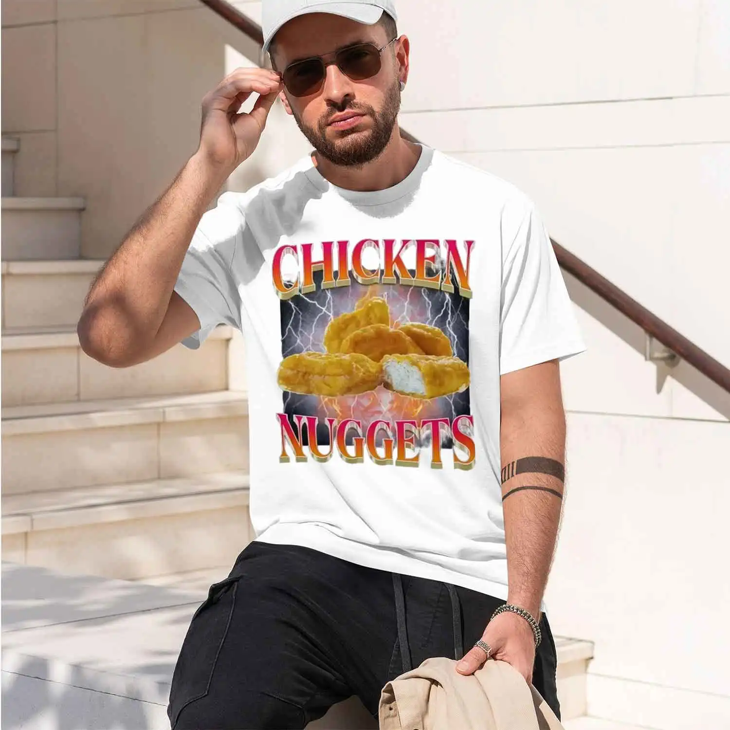 2026 New Model Funny Chicken Nuggets Vintage Style Graphic T-shirt Women Men Hip Hop Gothic T Shirt Comfort T-shirts Graphic T S