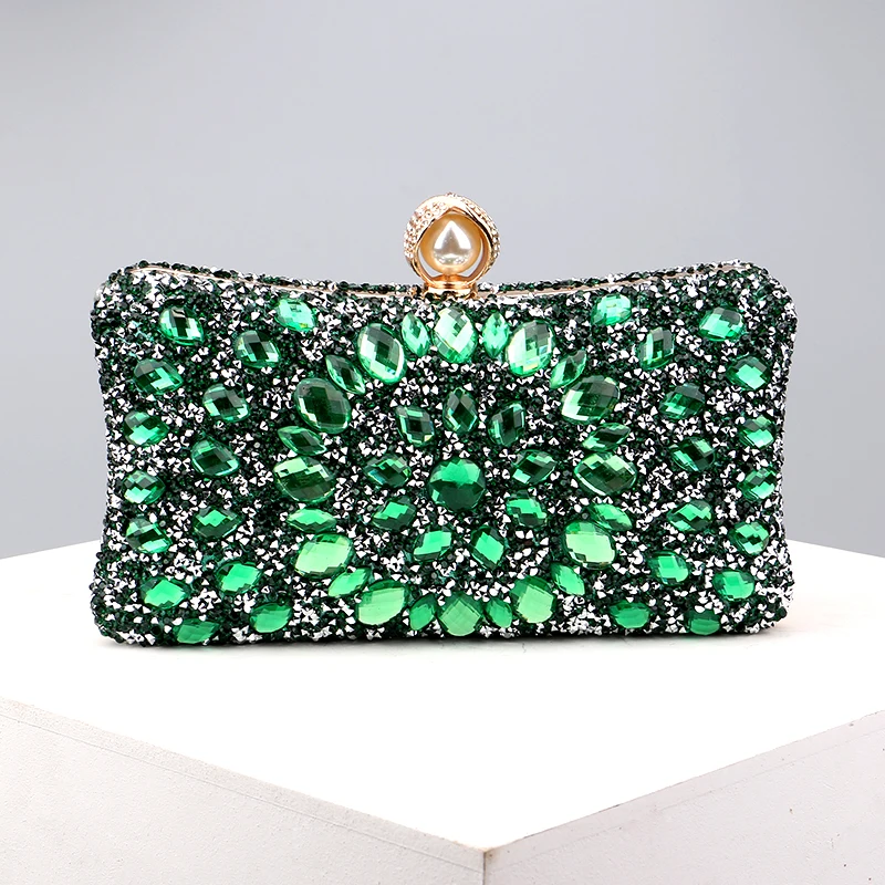 Candy Mix Color Day Clutch Rhinestones Evening Bags Party Diamonds Shoulder Chain Handbags Purse Acrylic