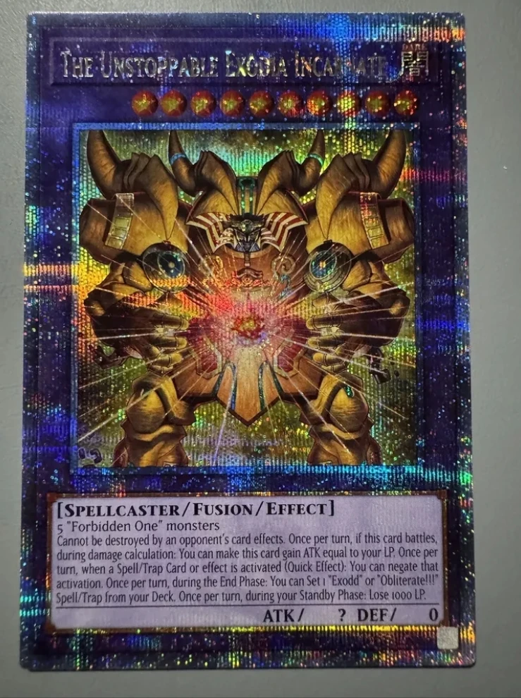 

Yugioh KONAMI INFO-AE033 The Unstoppable Exodia Incarnate 25th Quarter Century Secret Rare Asian English Collection Mint Card