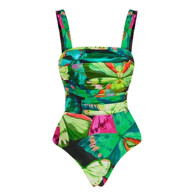 Butterfly Printed One Piece Swimsuit and Skirt Resort Swimwear  Female Vocation Bathing Suit Beachwear Beach Dress Swimming Suit