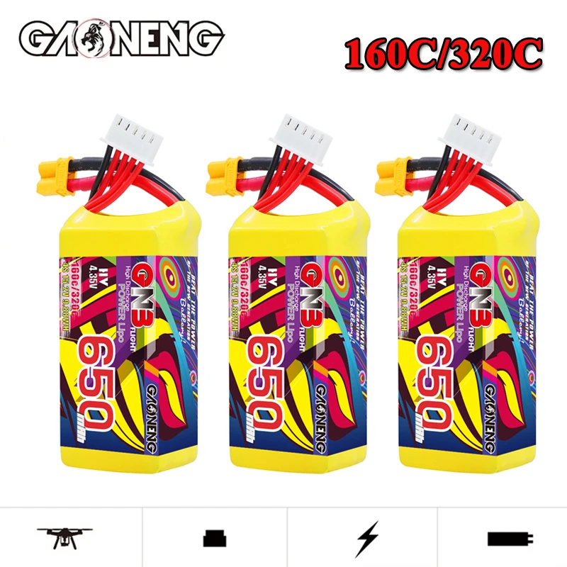 3Pcs GNB 4S 650mAh 15.2V 160C/320C Lipo Battery With XT30 Plug for FPV Racing Drone Quadcopter Helicopter Airplane Parts