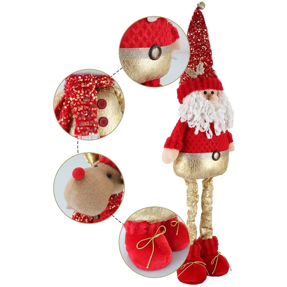 Large Christmas Standing Retractable Doll Red Cute Santa Claus Telescopic Doll Ornaments Snowman Elk Cartoon