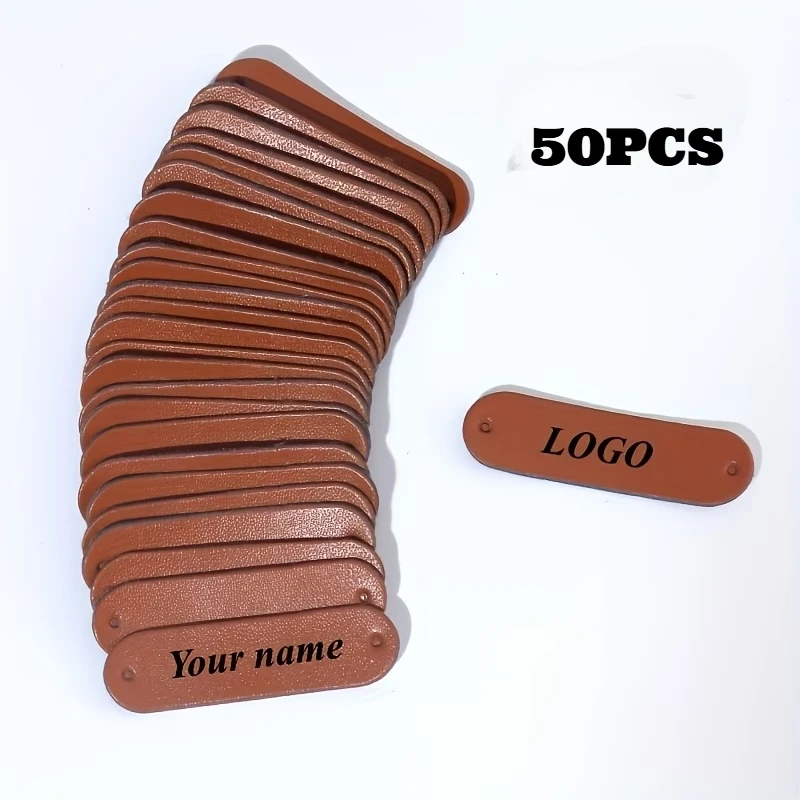Custom Laser Printing Logo PU with Holes Blank Washable Label Clothing Hats Bag DIY Decorative Leather Logo Clothing Accessories