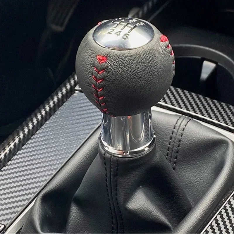 Red Stich Leather Gear Shift Knob, 6 Speed, Mazda 6 Mazda 3 Mazda 5 8 Cx-5 4 Gear Ball Head, New