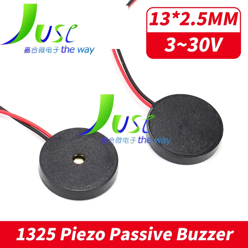 10PCS 1325 4000Hz Passive Buzzer With Wire Piezoelectric Speaker 13MM 13*2.5MM 13x2.5mm 30V Low Power Consumption Electronic DIY