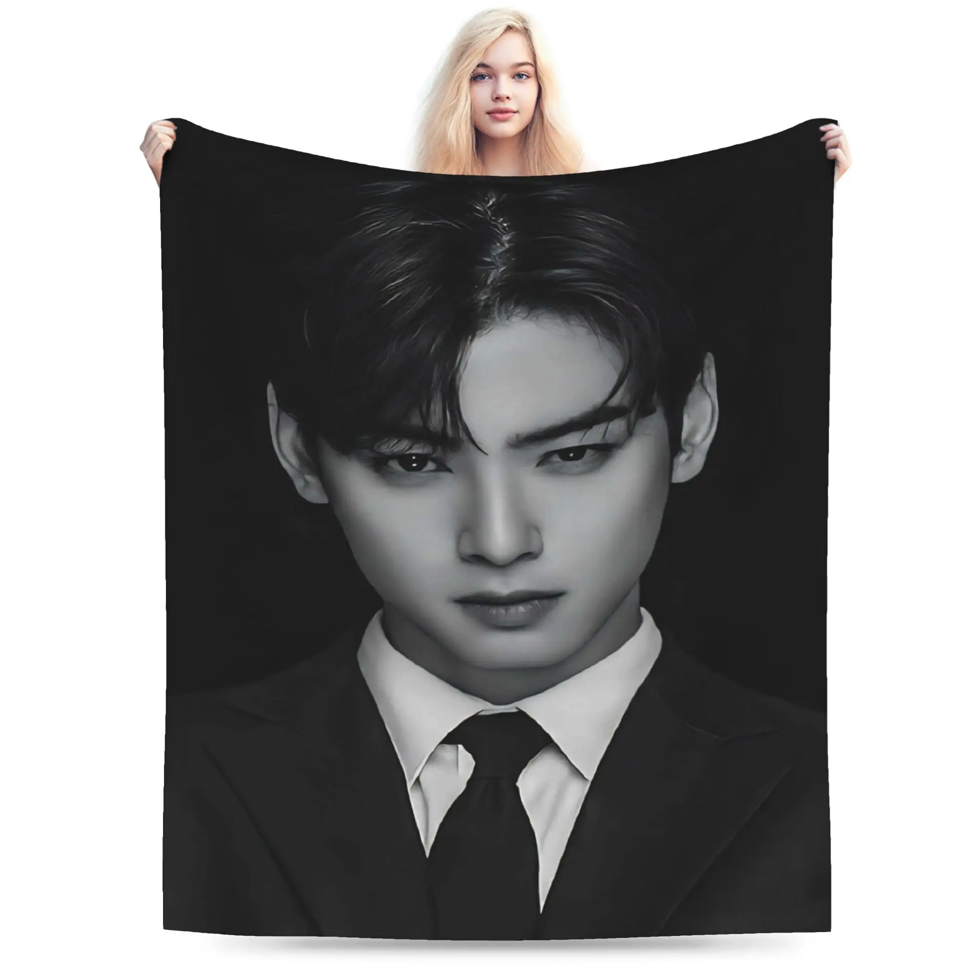 Cha Eun Woo Flannel Blanket Winter  Warm Soft Throw Blanket for Child Home Decor Fluffy Bedspread Sofa Bed Cover