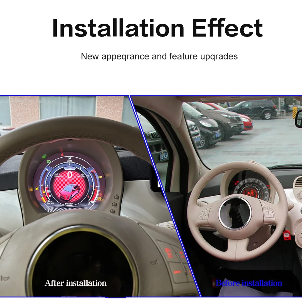 For Fiat 500 2007-2024 7'' HD LCD screen Digital Instrument Cluster Speedometer Dashboard Gauge Plug and play